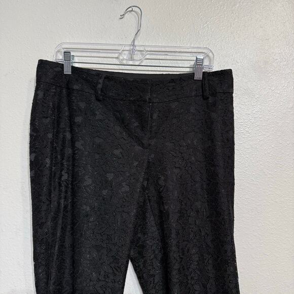 Ann Taylor Black Lace Crop Ankle Pants Sz 8 - Picture 3 of 12